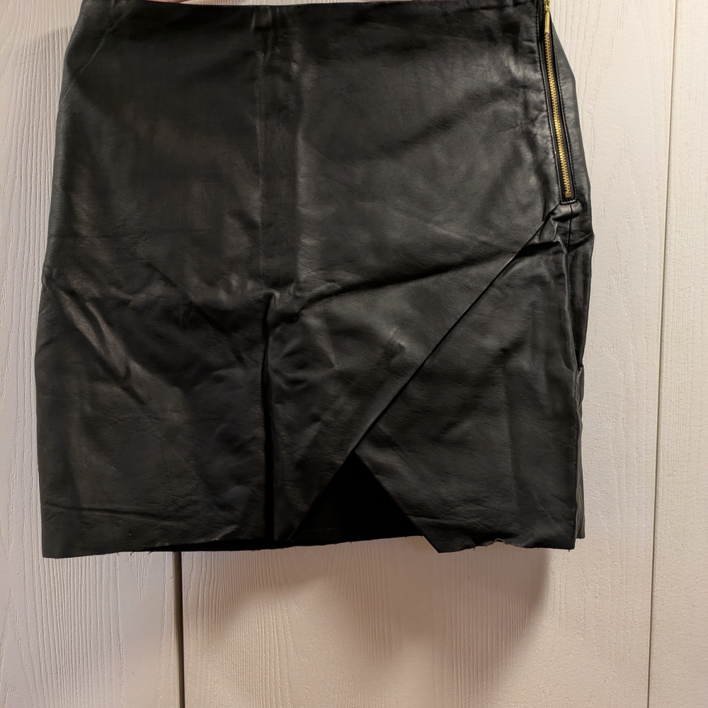 Club Monaco Black Faux Leather Skirt